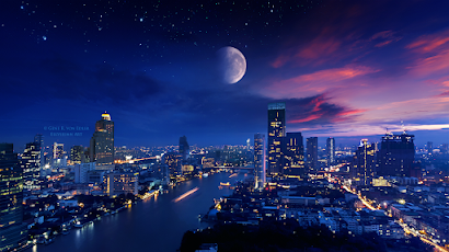 Landscape, Cityscape, Ellysiumn, City, Moon 4K Wallpaper Background