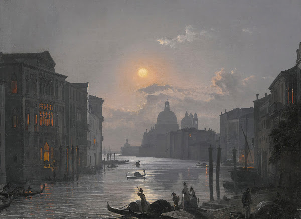 Venice AView Of The Grand Canal With The Palazzo Cavalli Franchetti And Santa Ma