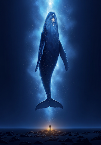 Galaxy Whale Over Desert Landscape