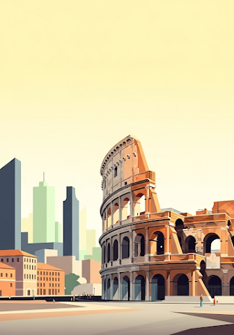 Geometric Colosseum Cityscape