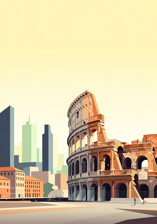 Geometric Colosseum Cityscape