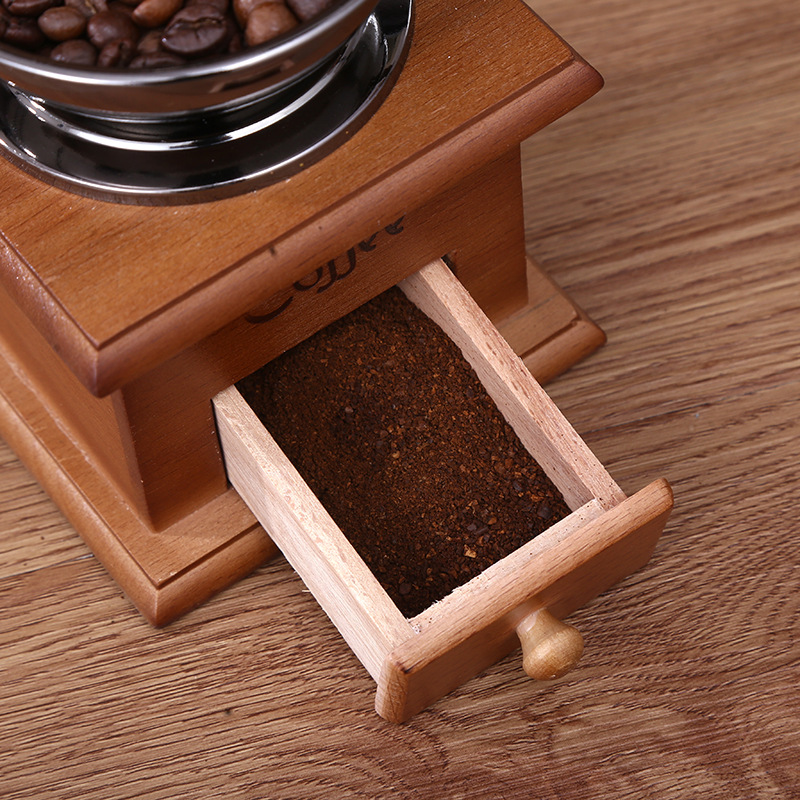 Retro-style hand crank coffee mill
