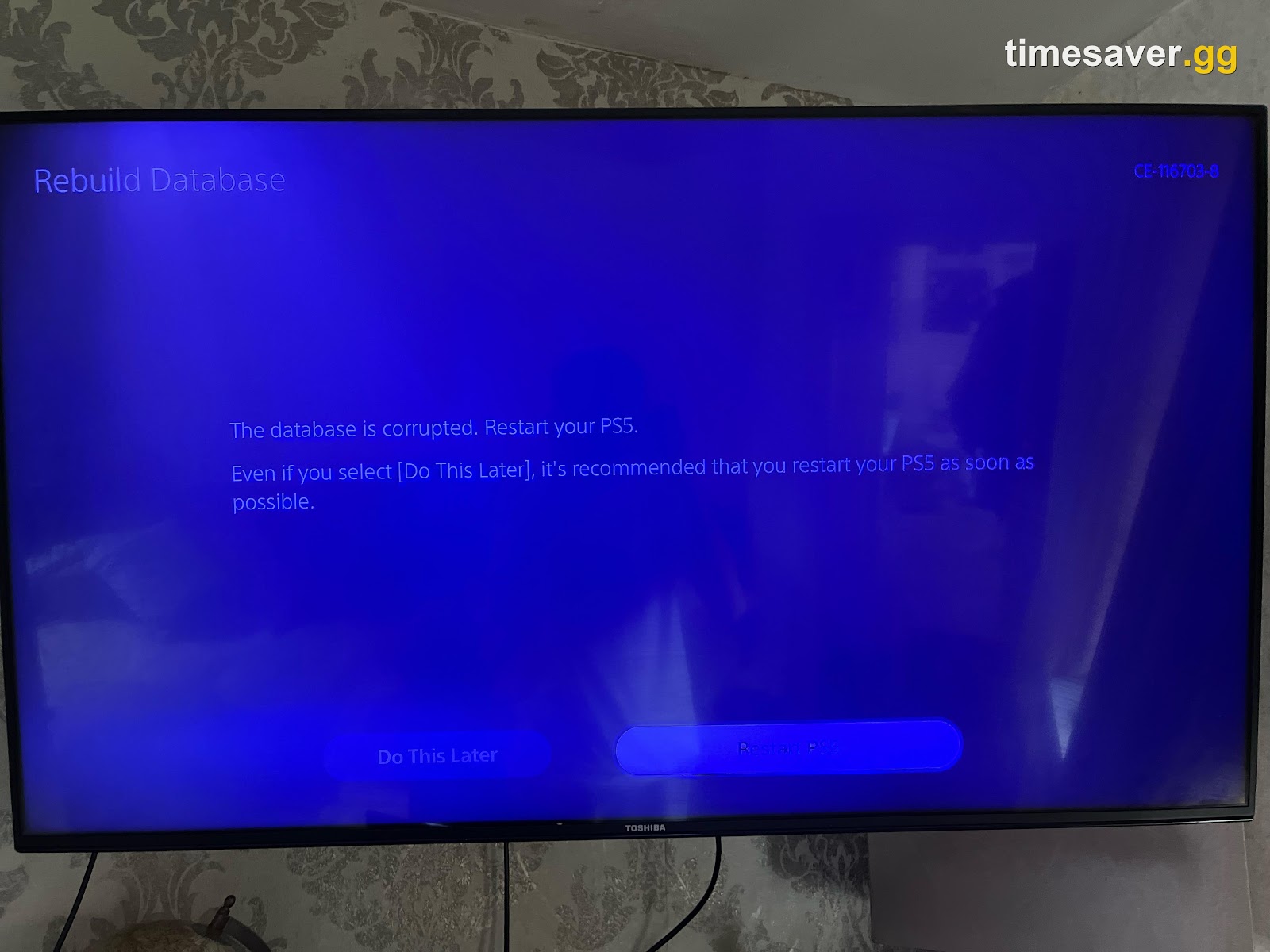 The PS5 Safe Mode "Rebuild Database" screen — the most reliable fix for random Madden NFL 27 crashes and read errors on PlayStation.