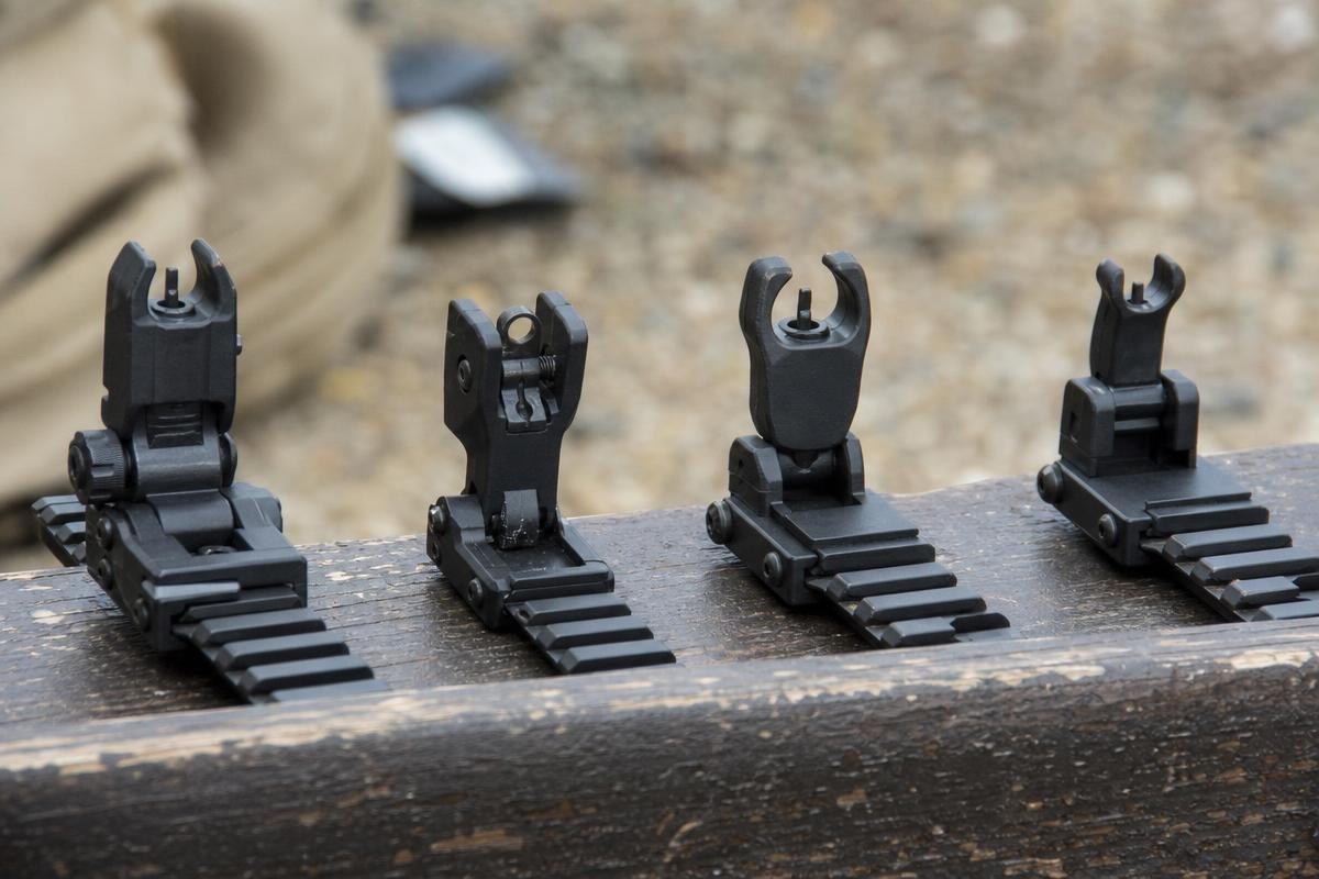 AR-15 backup sights fixed flip-up offset and carry-handle comparison