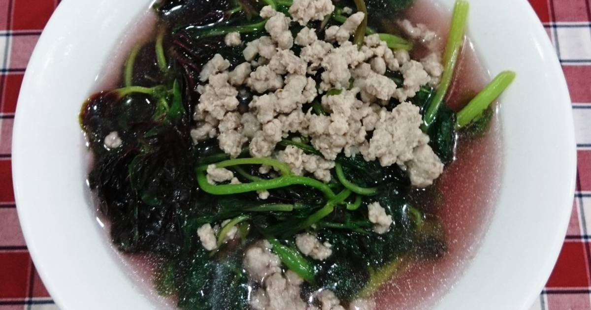 Canh rau dền nấu thịt băm
