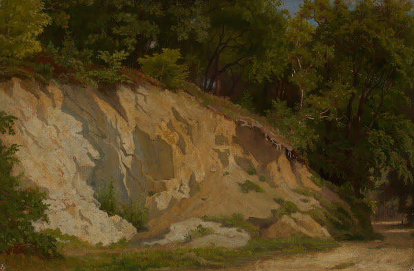 Waldweg mit Felshang ca 1860