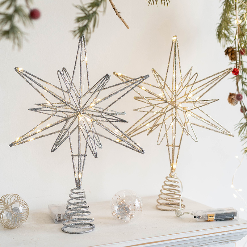 Beleuchteter Weihnachtsbaum-Stern aus Eisen