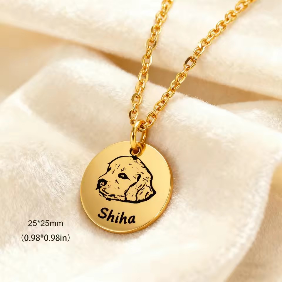Stainless Steel Pendant Necklace with Laser Engraving