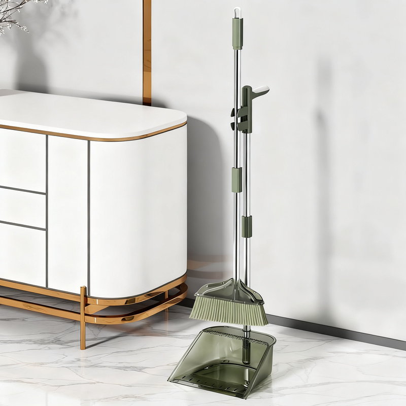 Plastic broom and dustpan set