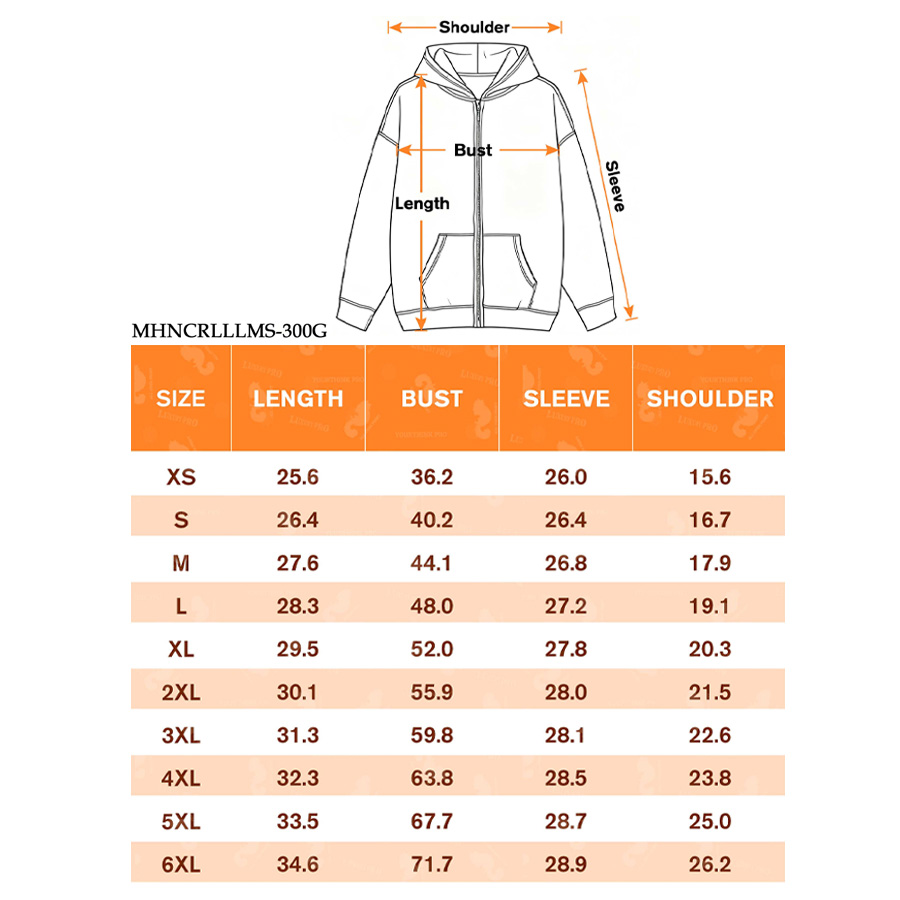 AOP Adult Zip Up Hoodie 300g Air Layer