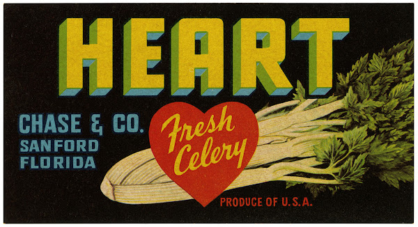 Heart Fresh Celery Label 1930 1950
