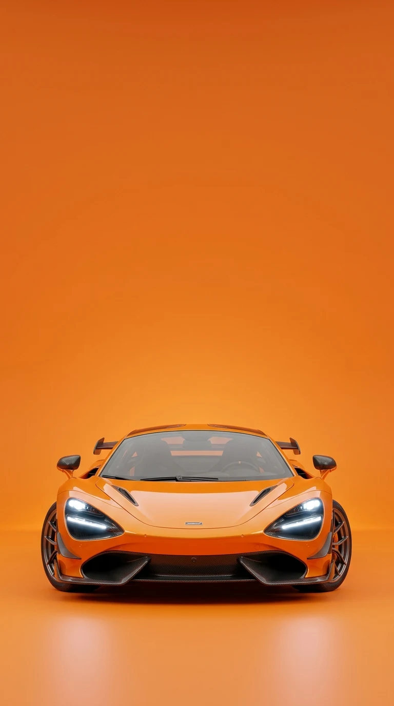 Sleek Metallic Orange Supercar in Minimalist Orange Studio - Free 4K mobile Wallpaper