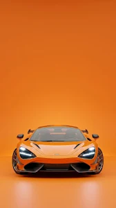Sleek Metallic Orange Supercar in Minimalist Orange Studio
