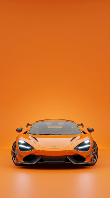 Sleek Metallic Orange Supercar in Minimalist Orange Studio - Free mobile Wallpaper