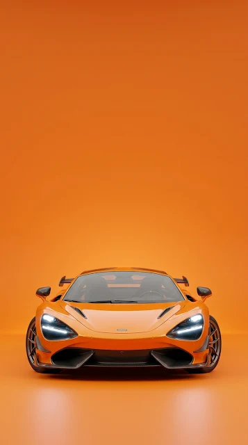 Sleek Metallic Orange Supercar in Minimalist Orange Studio