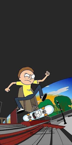 Rick And Morty, Skateboard, Cartoon, Animation iPhone Wallpaper Background