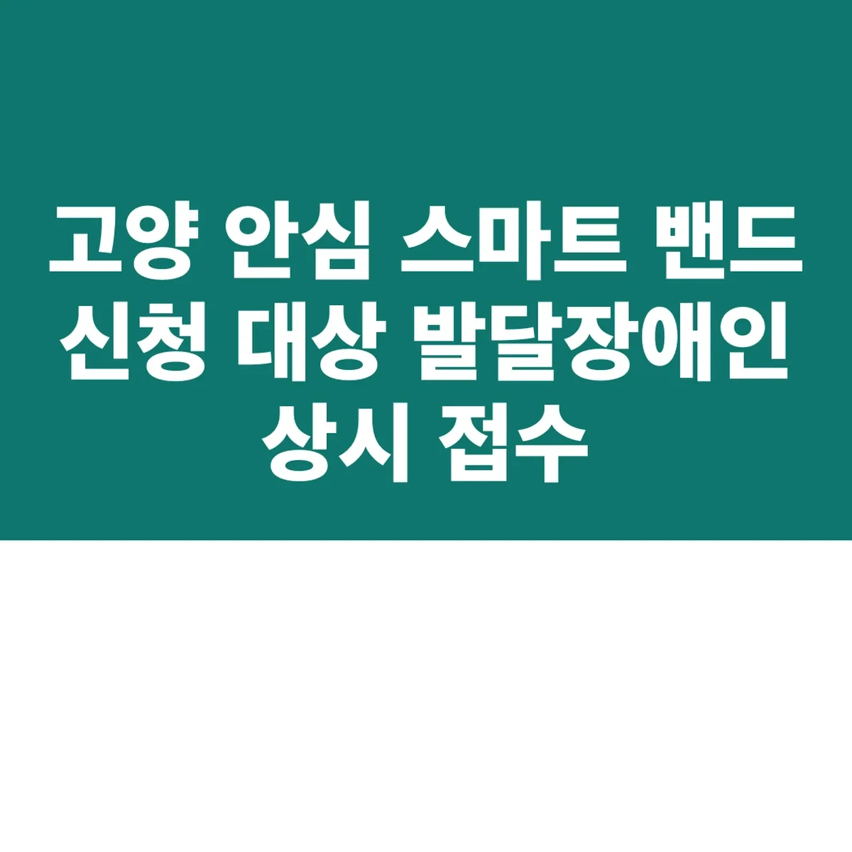 고양 안심 스마트 밴드 신청 대상 발달장애인 상시 접수