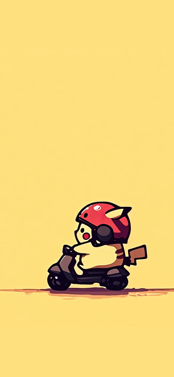 Cute Pikachu On A Scooter - Minimalist Digital Art 2K iPhone Wallpaper (1572x3408)