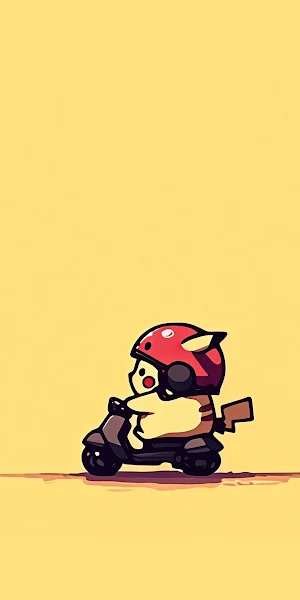 Cute Pikachu On A Scooter 2K iPhone Wallpaper Background