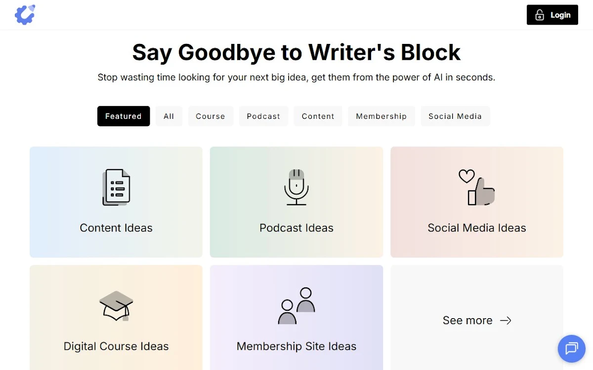 Captura de Idea Generators - Copy Creator