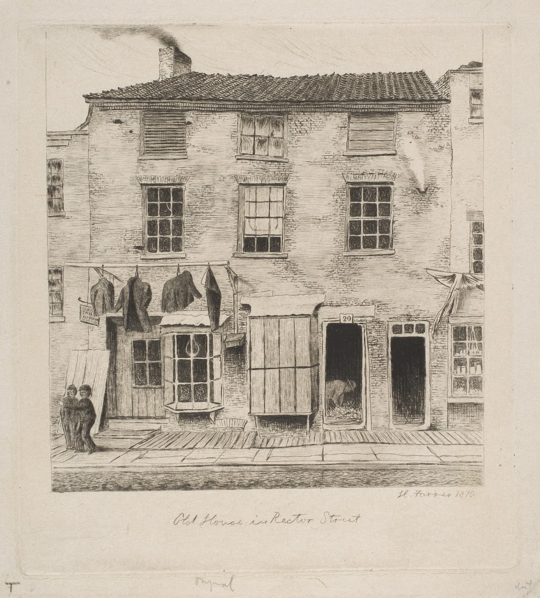Old House in Rector Street from Scenes of Old New York 1870