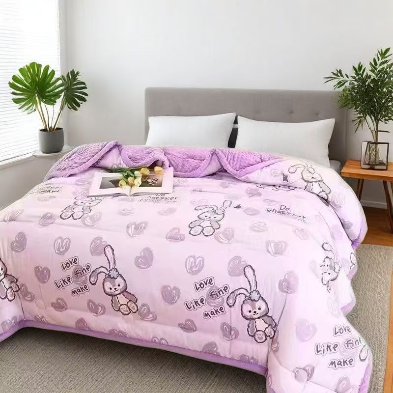 Reversible cotton duvet with print pattern