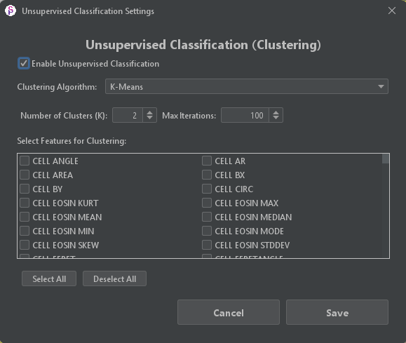 Unsupervised Classification Settings