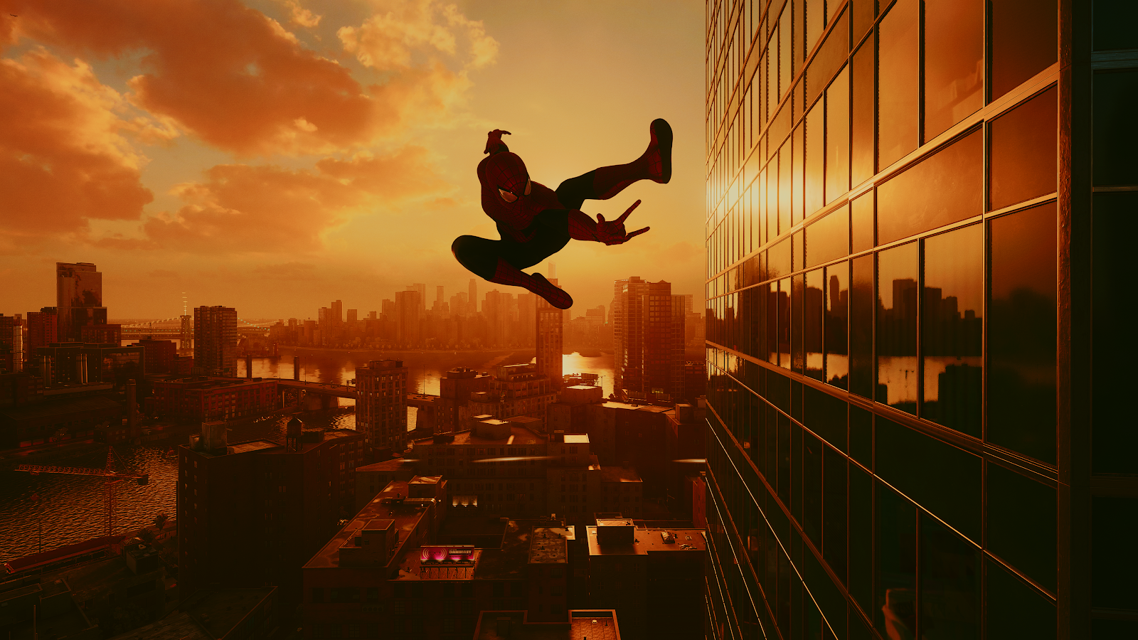 Marvel's Spider-Man Sunset Leap - Cinematic Game Art 4K Wallpaper (3840x2160)