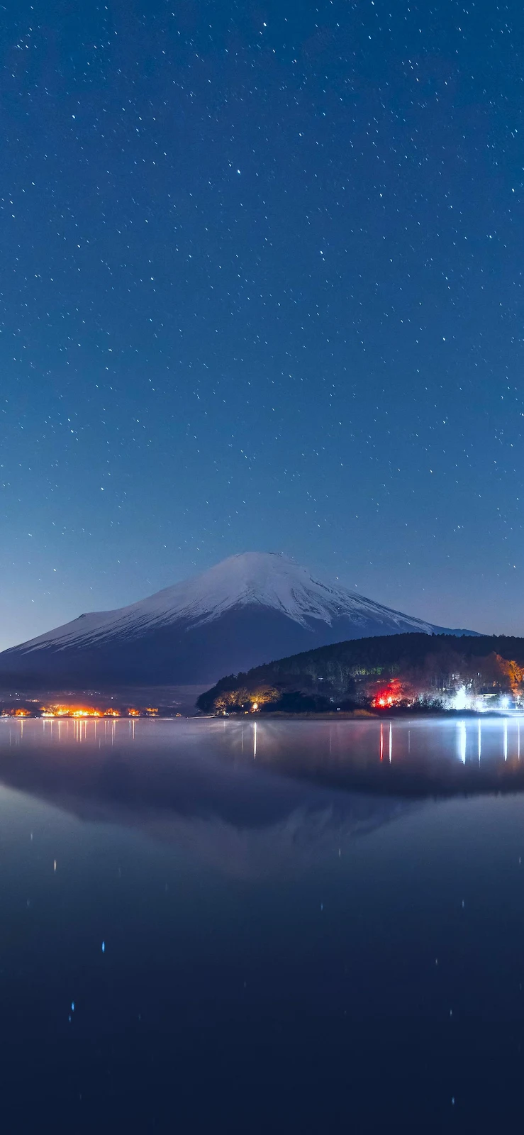 Mount Fuji Under Starry Sky - Night Landscape Photography 2K iPhone Wallpaper (1595x3455)