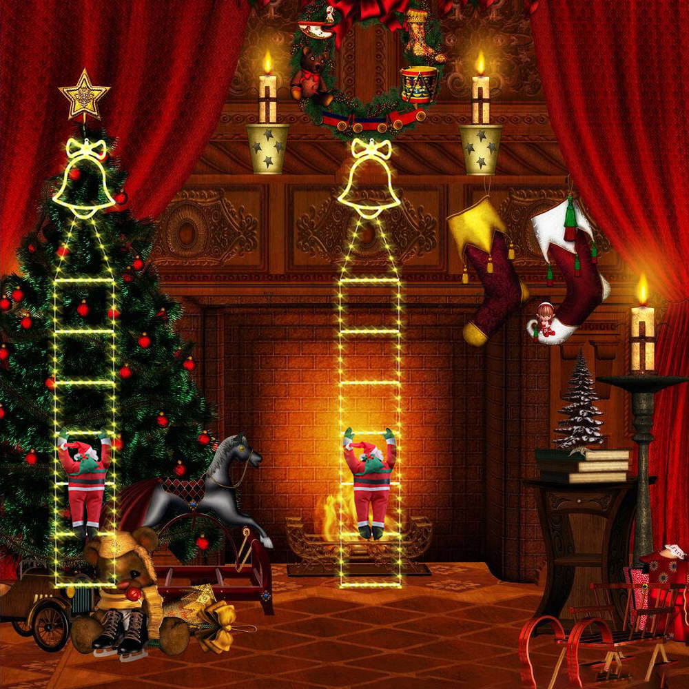 LED Christmas Ladder String Light with Santa