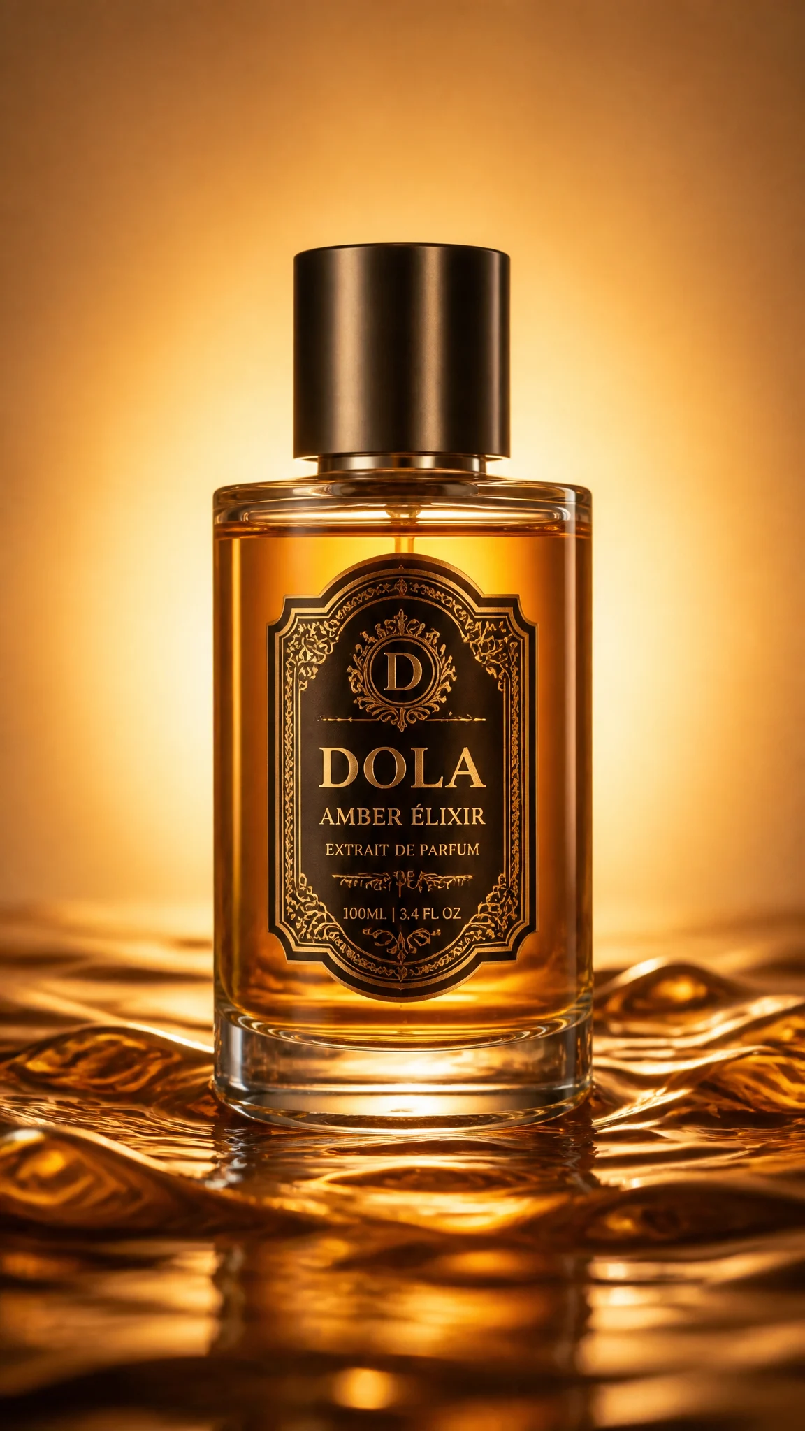 Un frasco de perfume cilíndrico de vidrio