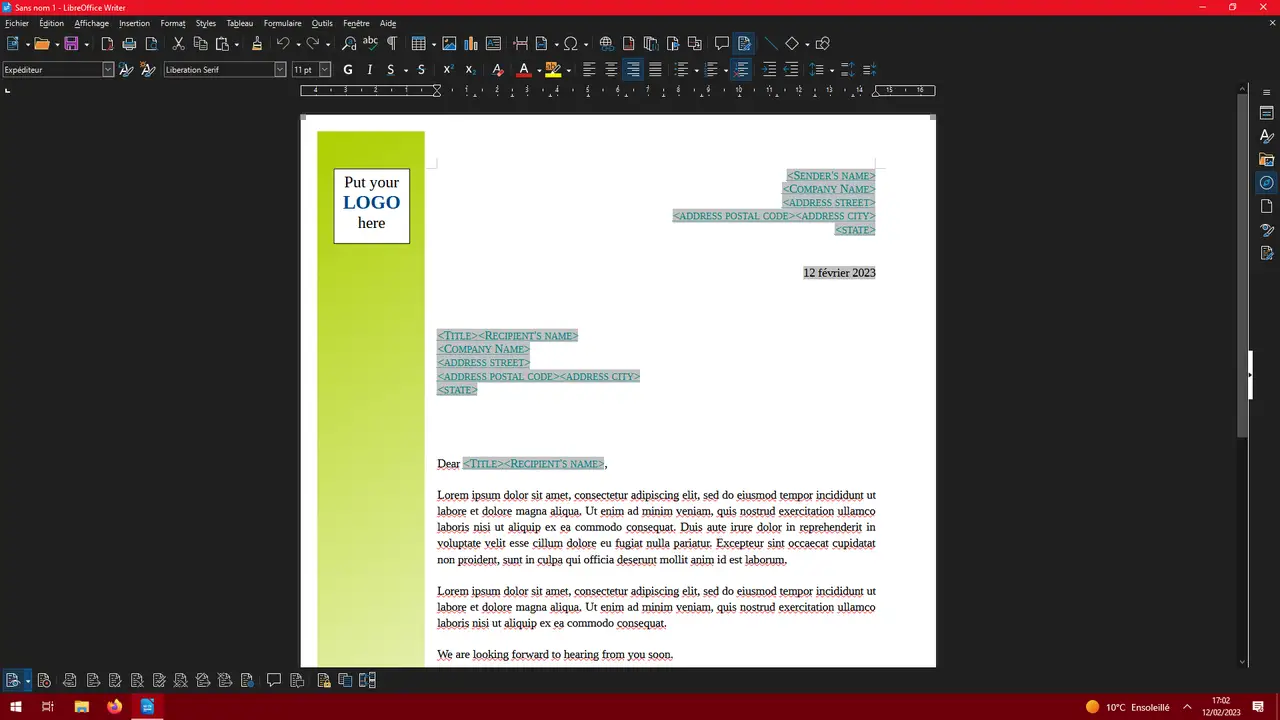 LibreOffice Writer 7.5 screenshot tampilan antarmuka