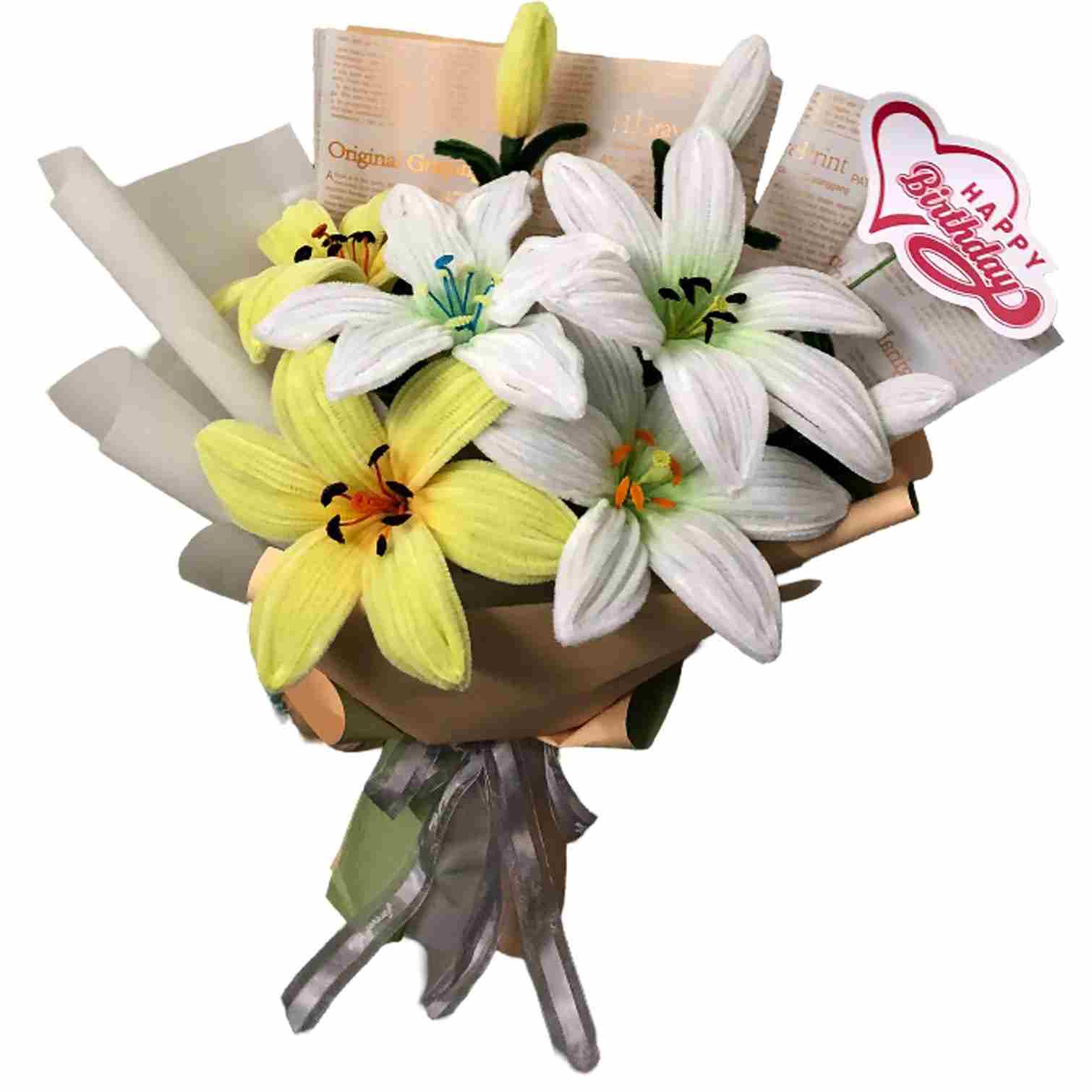 Những cành hoa ly handmade là món quà ý nghĩa gửi gắm niềm vui và sự kính trọng đến thầy cô.