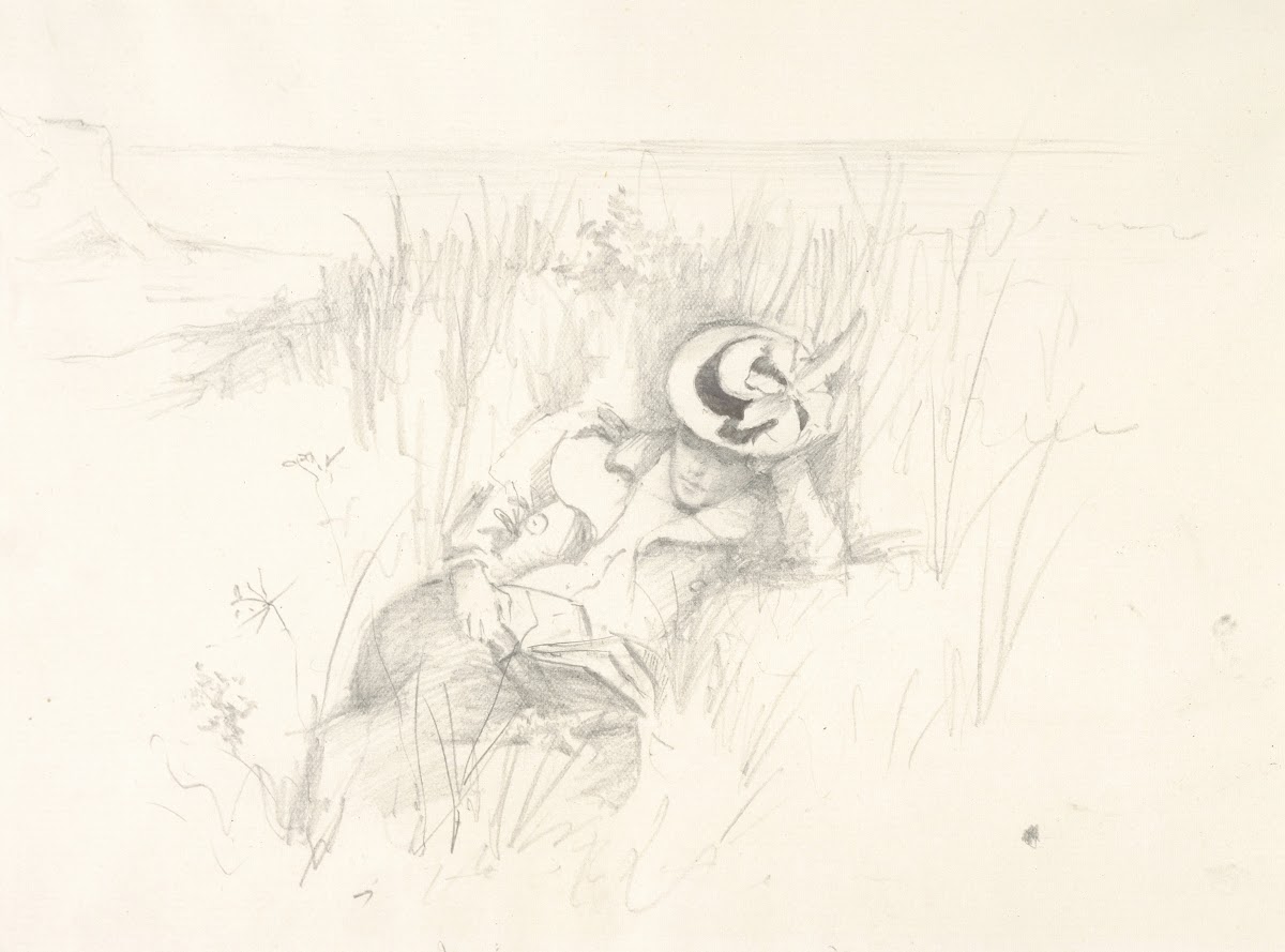 Young Woman Reading on the Dunes 19th century