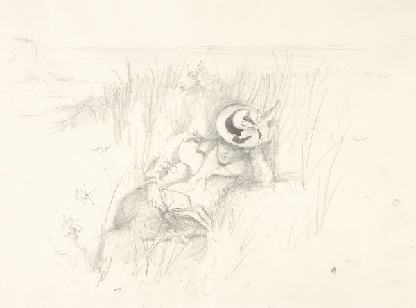 Young Woman Reading on the Dunes 19th century