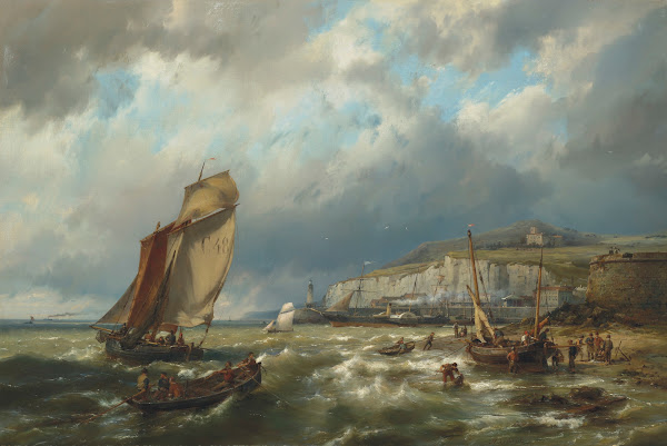 Sailing vessels and a cross channel packet off Newhaven