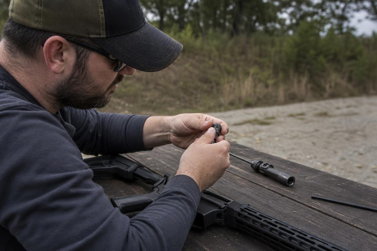 Adjustable AR-15 piston regulator during range testing