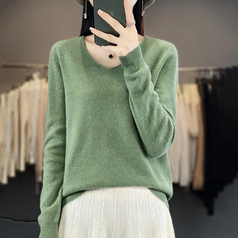 Ladies knitted sweater, round neck or stand-up collar, long-sleeved