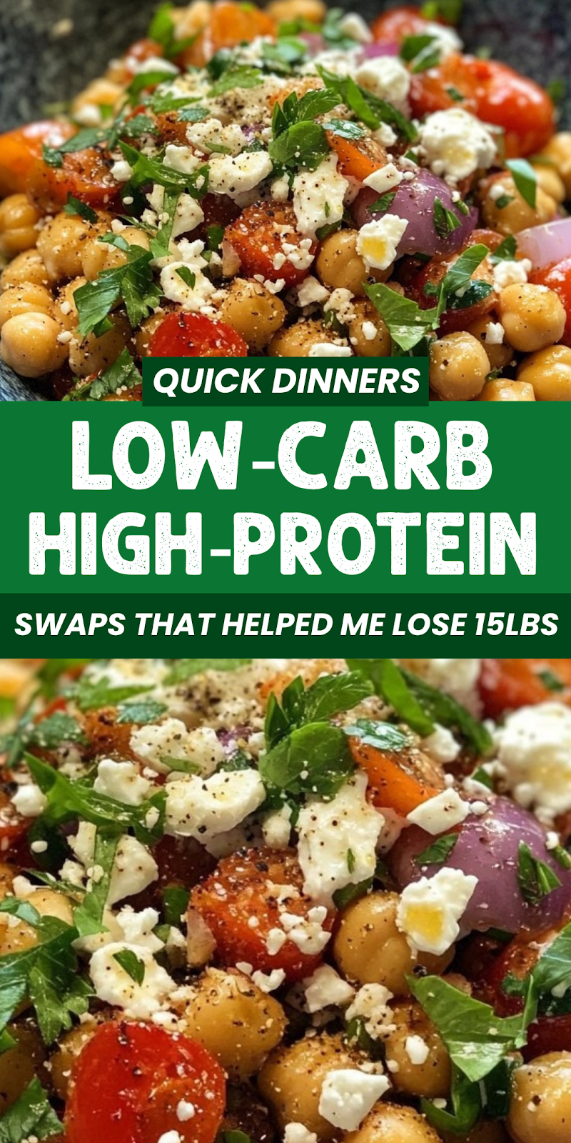 Warm Chickpea & Feta Salad with Lemon Herb Dressing