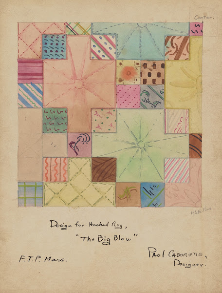 The Big Blow Sketch no 3 Design for Hooked Rug 1934 1943