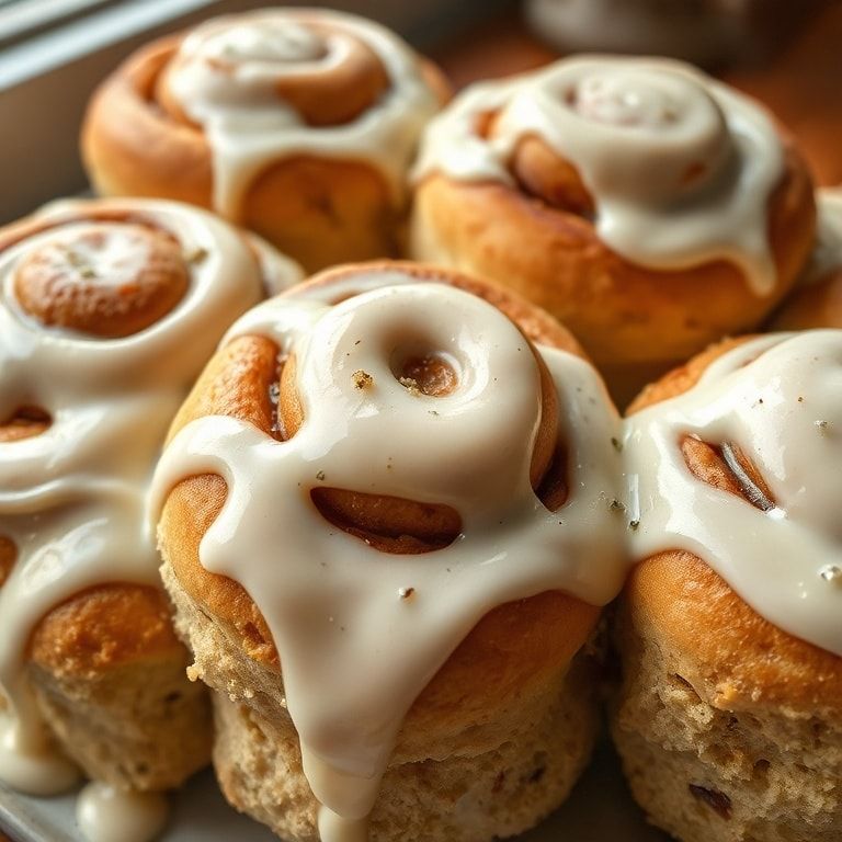 Soft Banana Bread Cinnamon Rolls with Creamy Icing: Easy, Homemade Breakfast Treat finished
