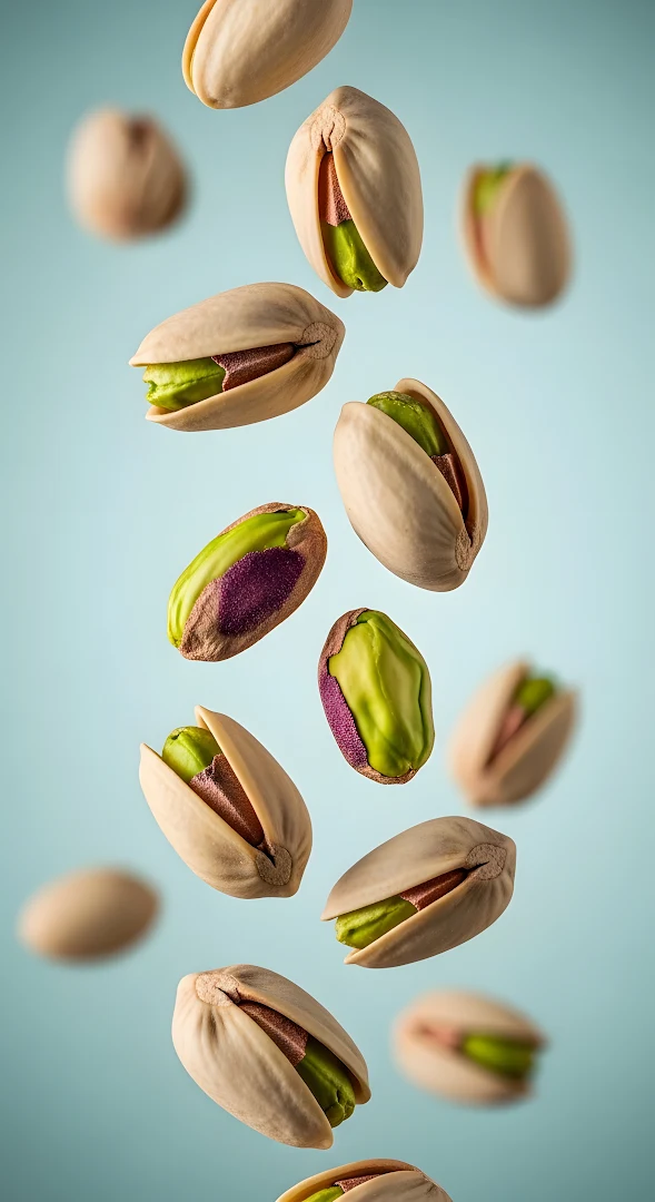 Floating Pistachio Nuts Macro Food Still Life