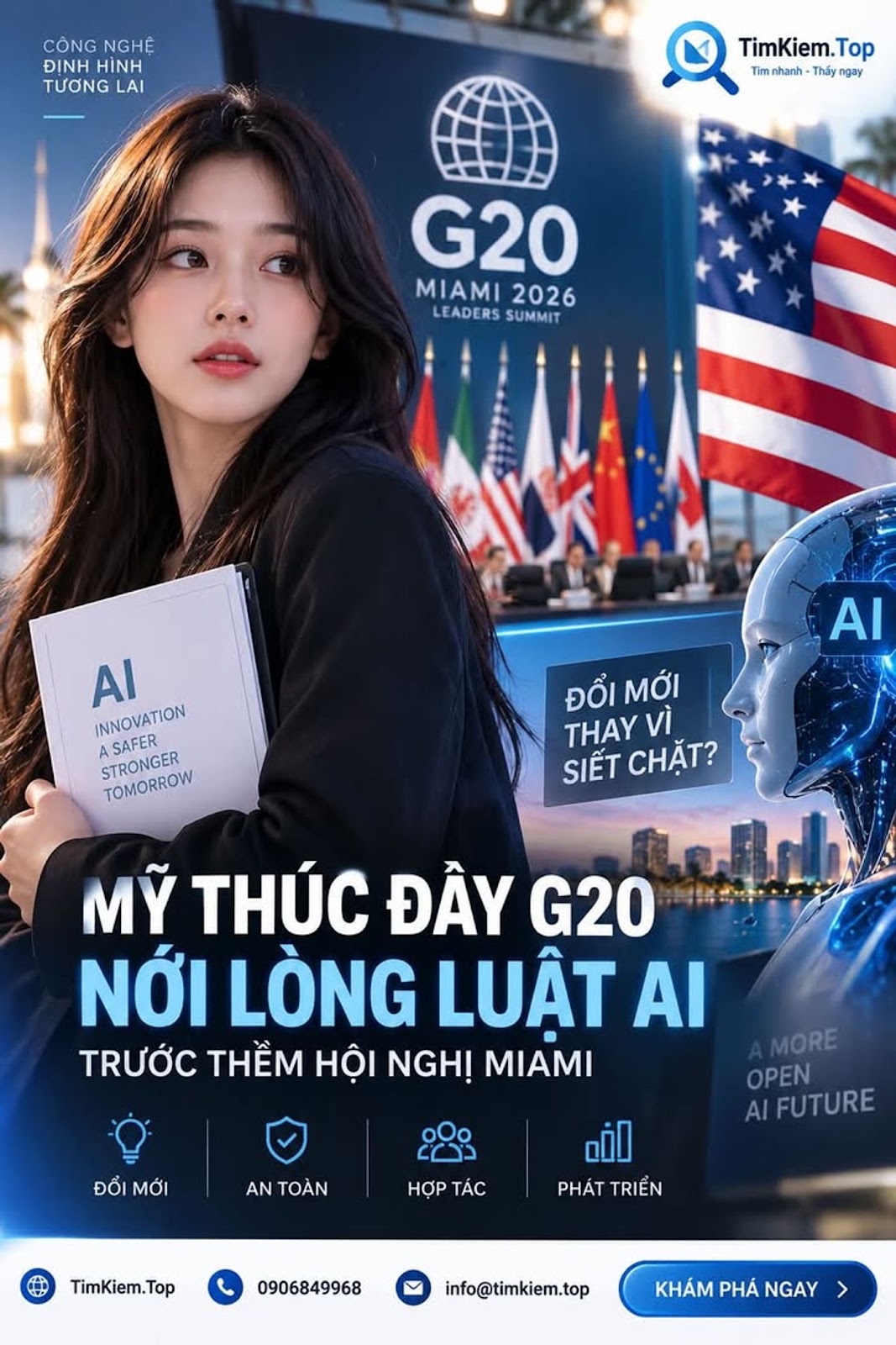 Mỹ thúc đẩy G20 nới lỏng luật AI trước thềm Hội nghị Thượng đỉnh Miami, cuộc chiến thật sự có thể là ai sẽ viết luật cho kỷ nguyên trí tuệ nhân tạo