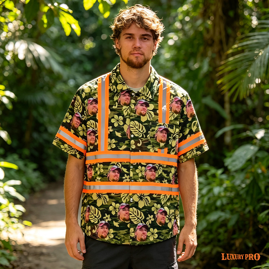 Regular Collar Shirt with Orange Reflective Strips