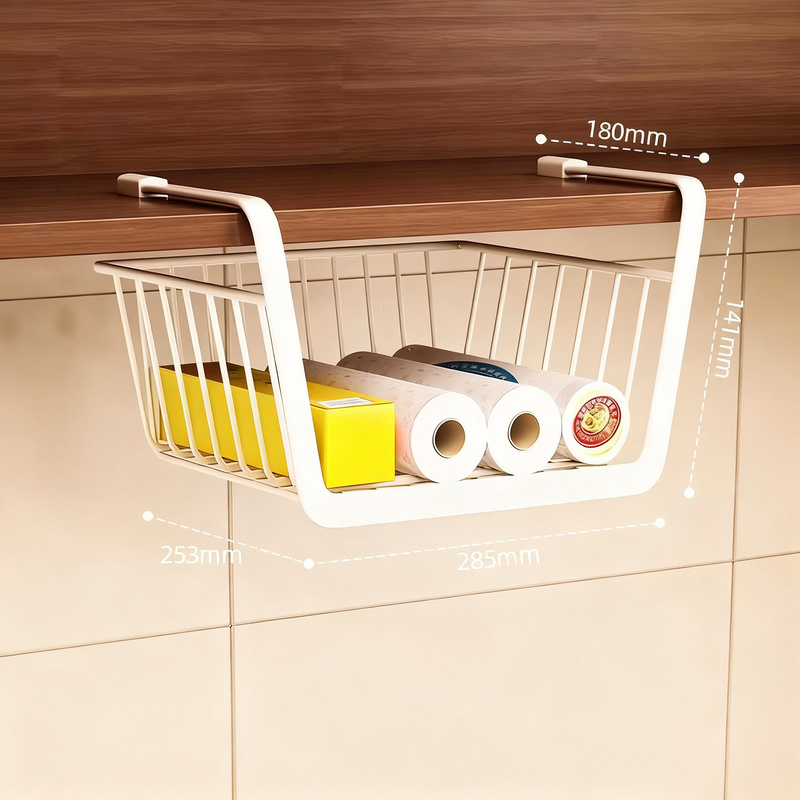 Extendable hanging basket for kitchen cabinets