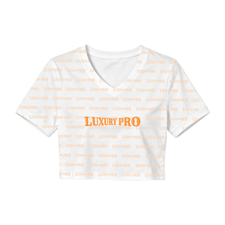 AOP TRB Women's Cropped V-Neck Short Sleeve Top