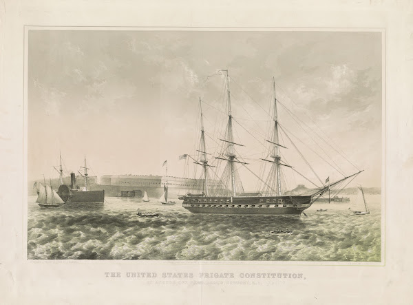The United States frigate Constitution  at anchor off Fort Adams Newport RI 1861