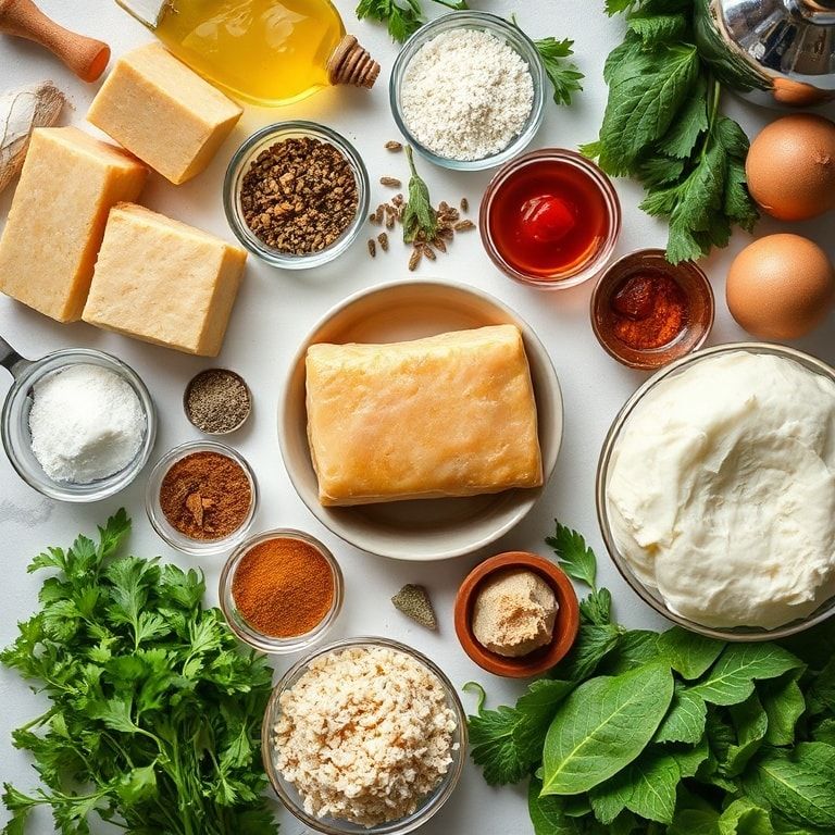 Ingredients for Golden Greek Honey Pie with Phyllo and Semolina – Easy Homemade Dessert