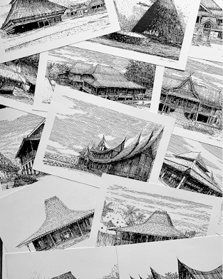 Signature Ink Art Print - Indonesian Vernacular House