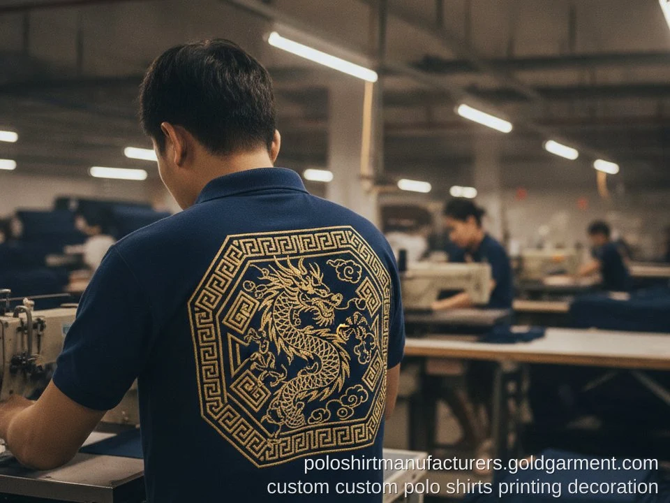 custom polo shirts Printing & Decoration Guide: Screen Print, DTG, Embroidery & Sublimation - Gold Garment Vietnam